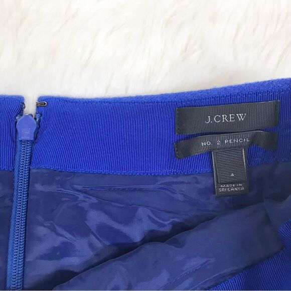 J CREW 100% Wool No‎ 2 Pencil Skirt Royal Blue Knee Length Fitted Lined Size 4 - Picture 6 of 14